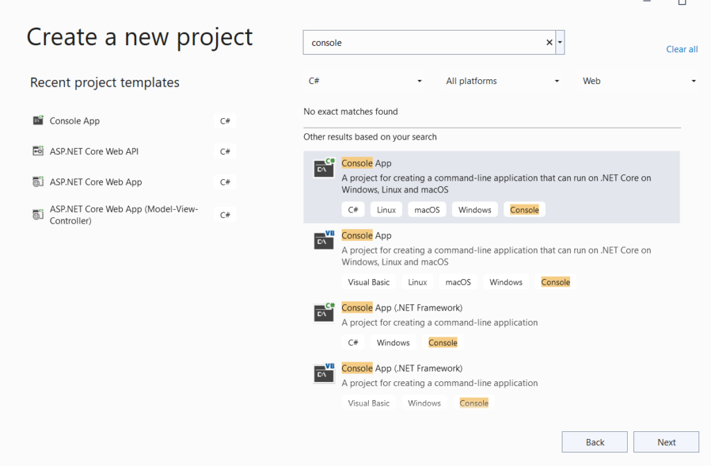 Create First Console App in Visual Studio 2022 